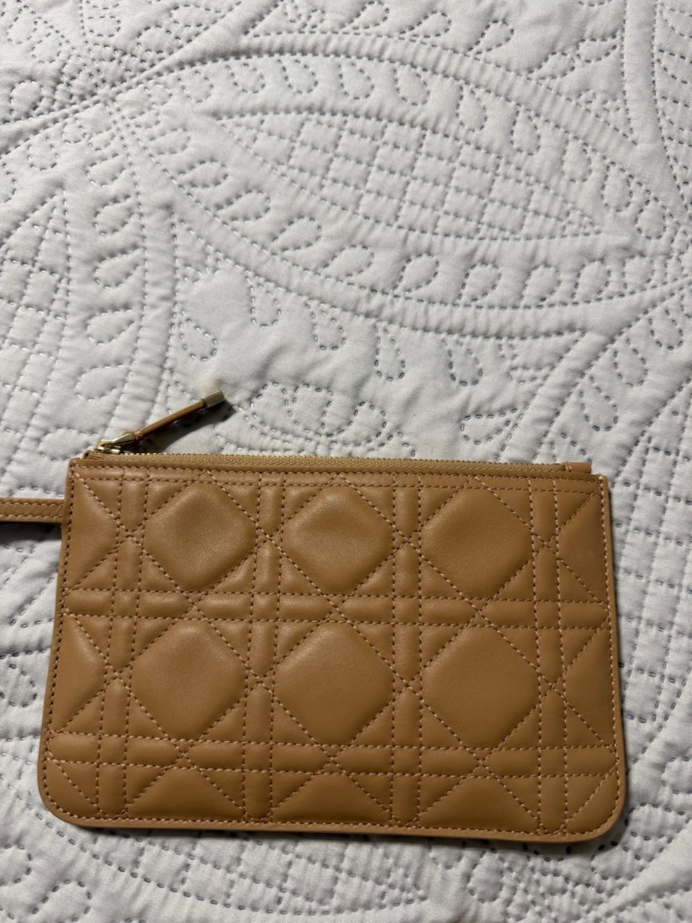Dior Tan Quilted Tote with Matching Pouch and Gold Charm - Picture 7 of 10